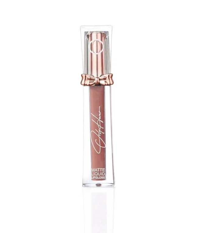 שפופרת Matte Liquid Lipgloss בגוון אדום-חום עם עיטור פנוקייה ורוד-זהב מבית אורלי חרר