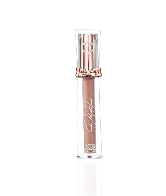 שפופרת Matte Liquid Lipgloss בגוון נוד עם עיטור פנוקייה ורוד-זהב מבית אורלי חרר