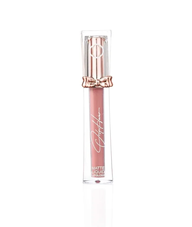 שפופרת Matte Liquid Lipgloss בגוון ורוד-נוד עם עיטור פנוקייה ורוד-זהב מבית אורלי חרר