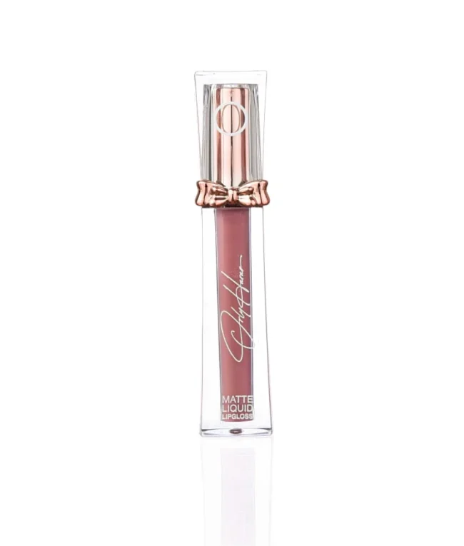 שפופרת Matte Liquid Lipgloss בגוון ורוד-סגול עם עיטור פנוקייה ורוד-זהב מבית אורלי חרר